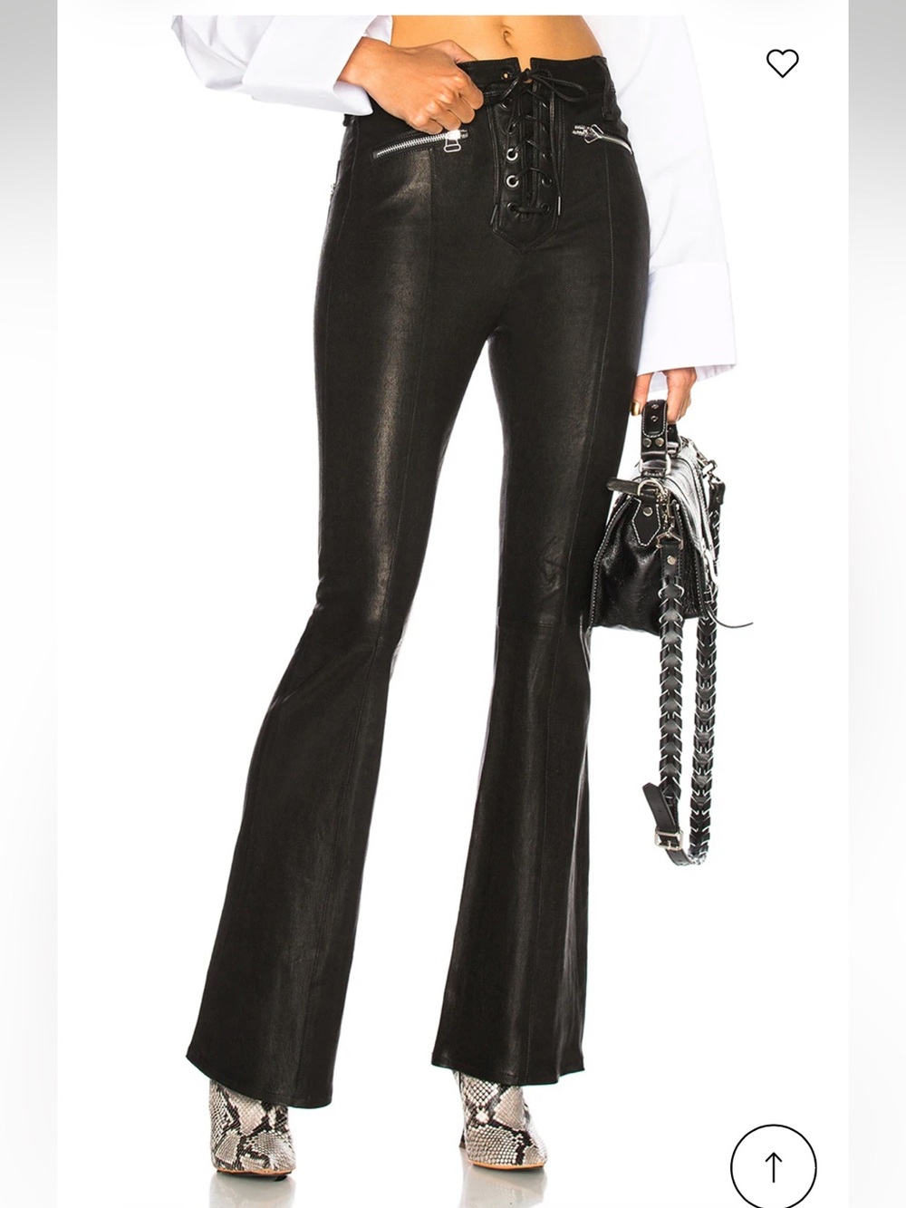 Rag & Bone Bella 100% Lamb Leather Lace Up Flare Pants Black 28